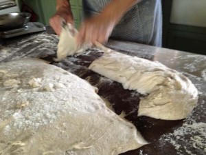 Cutting and weighing the dough