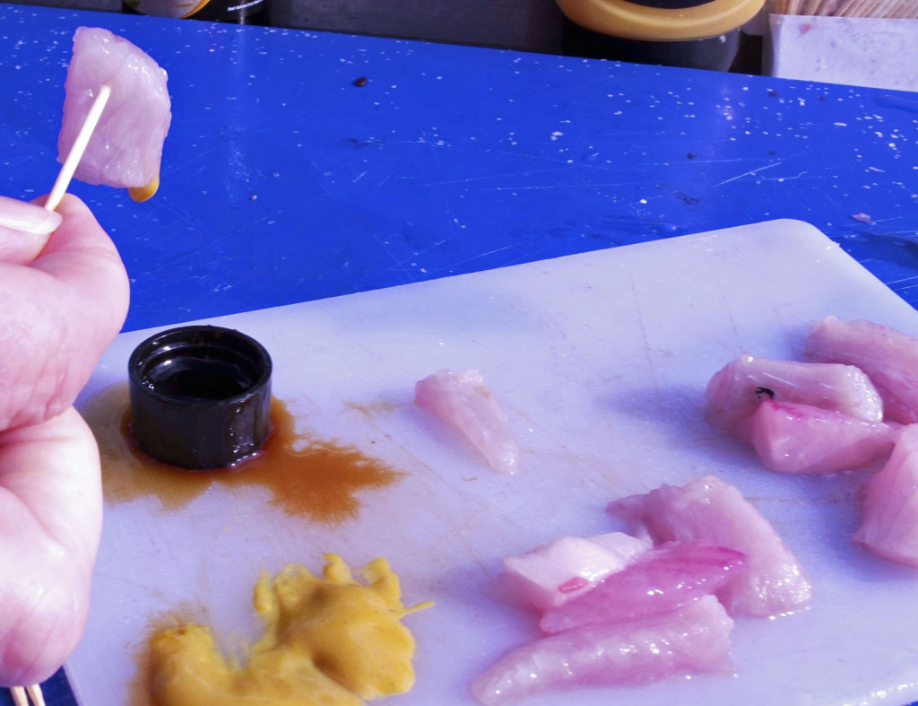 Mackerel sashimi with soy sauce and Irish mustard